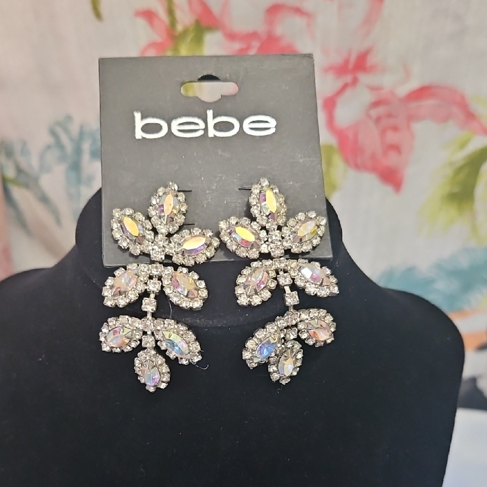Bebe Silver Crystal Dangel Statement Earrings For… - image 7